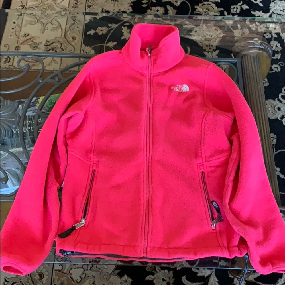 Hot pink North Face fleece jacket